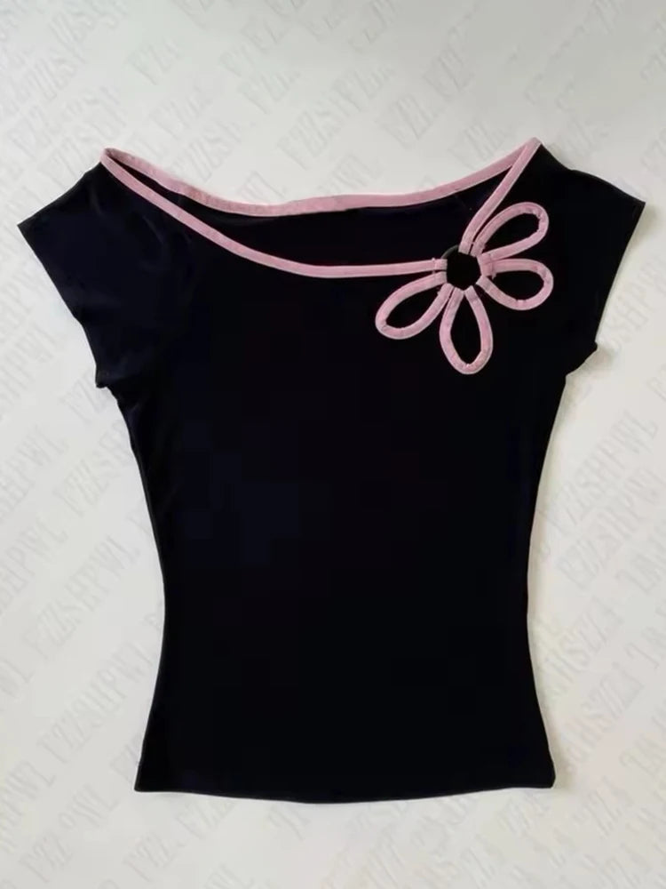 2000S Flower Y2k Tank Top Aesthetics Graphic Print Retro Goth Fashion Vest Streetwear Sexy Punk Sleeveless Top Hip Hop Crop top